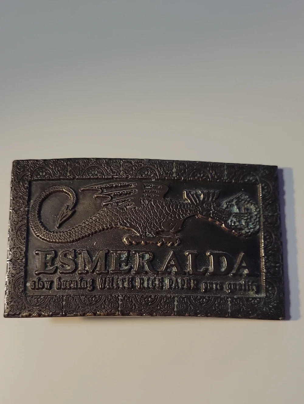 Esmeralda Embossed Metal Belt Buckle Dark Bronze